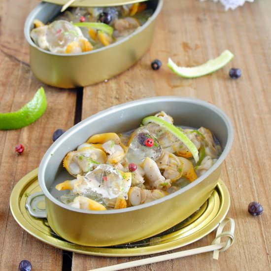 Cockles with Gelée Gin Tonic