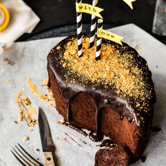Glazed Chocolate Blueberry cake