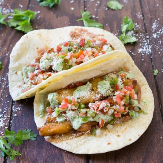 Fried avocado tacos