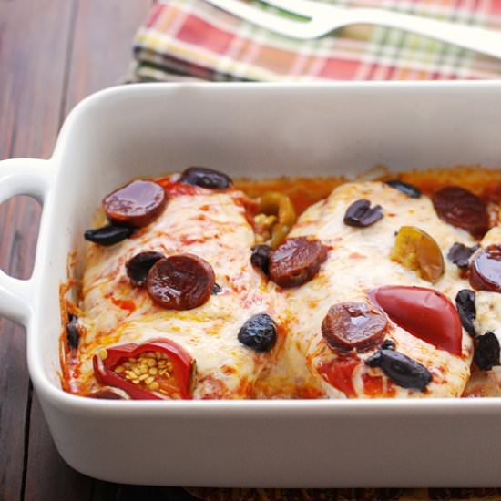 Chicken breast “pizza”
