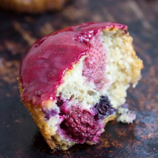Triple Berry Glazed Muffins