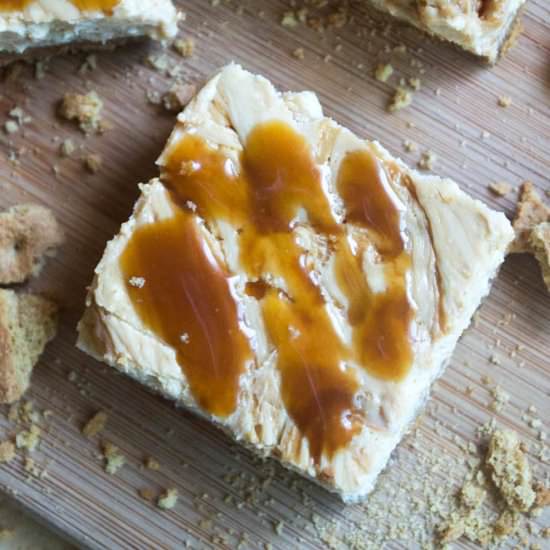 Caramel Swirl Cheesecake Bars