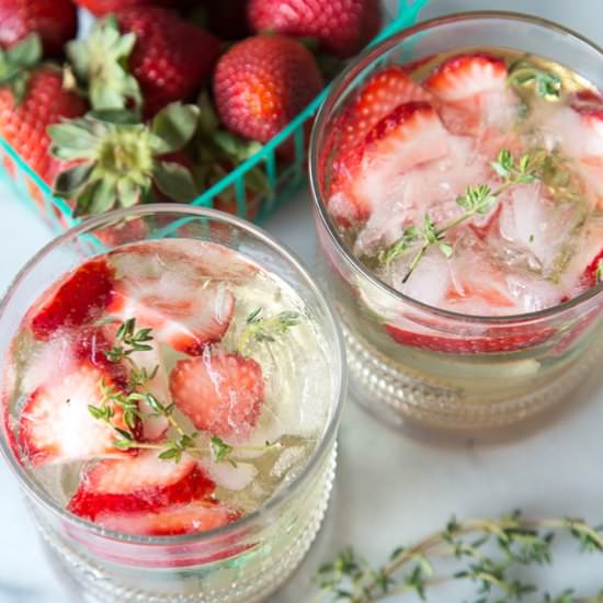 Strawberry Thyme Lillet Spritzers
