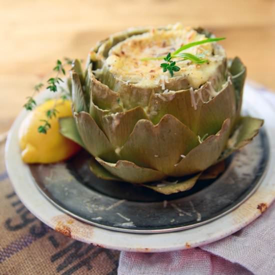 Artichoke with Brie and Almond