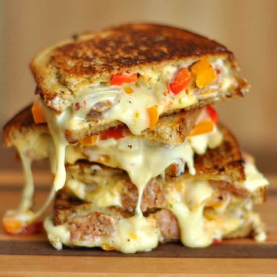 Sausage and Pepper Grilled Cheese