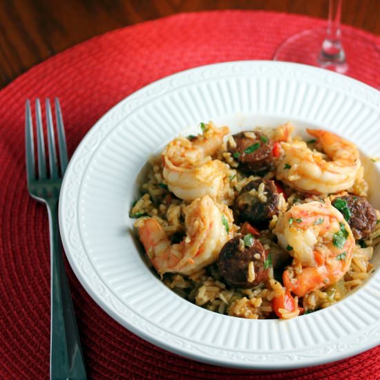Shrimp, Chicken & Chorizo Jambalaya