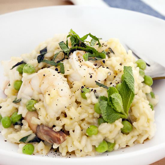 Shrimp Risotto with Fresh Peas