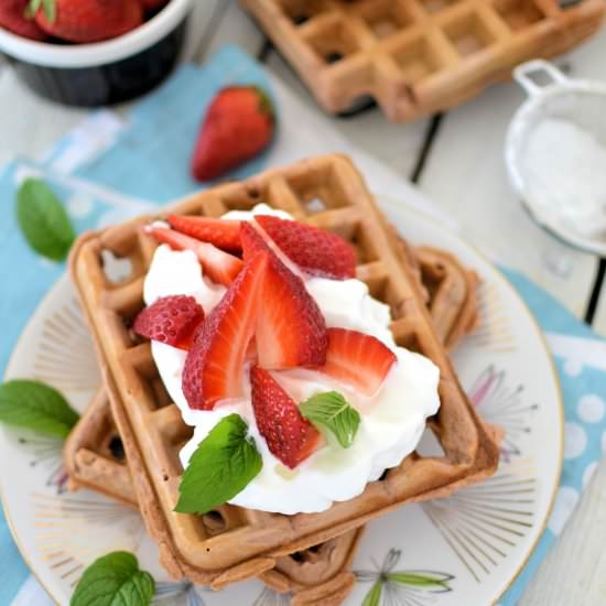 Crispy Waffles with Chocolate Milk