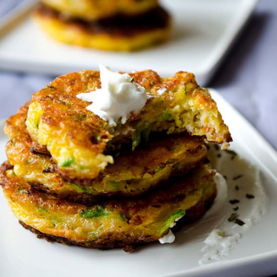 Carrot Feta Zucchini Fritters