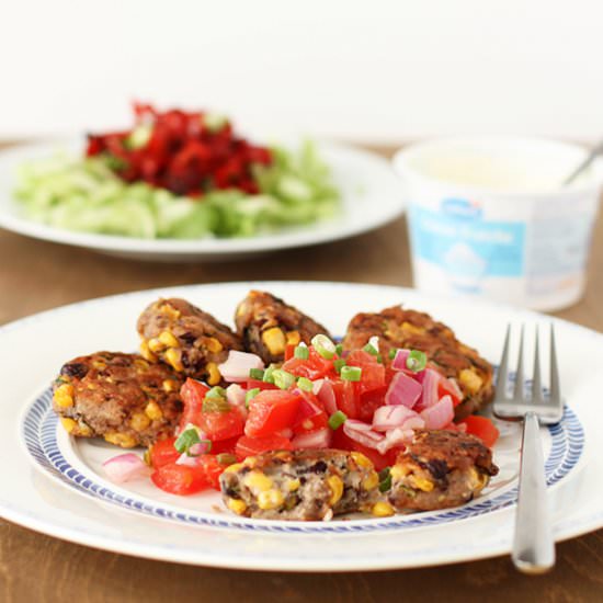 Corn, bean & zucchini patties