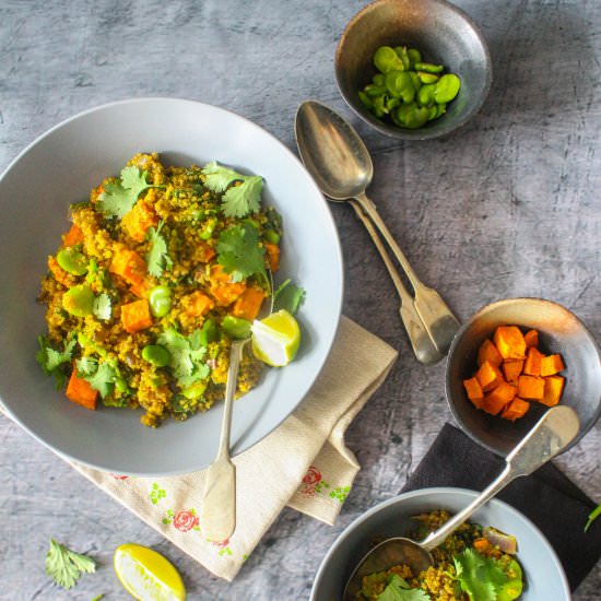 Kale, Broad Bean, Quinoa Pilaf
