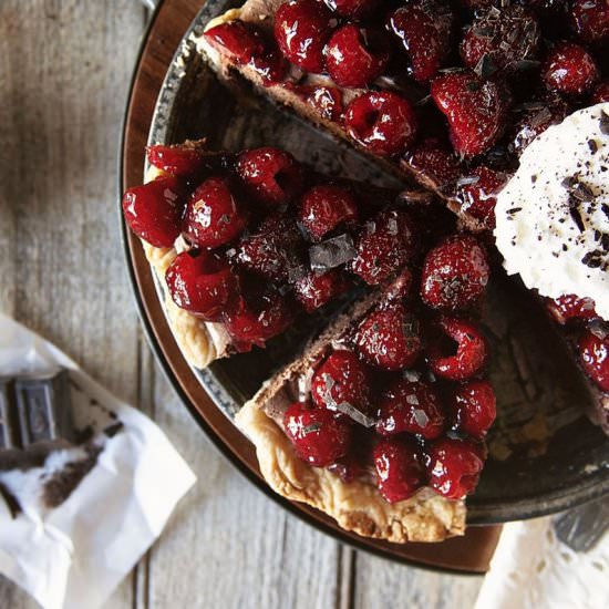 Chocolate Mascarpone Raspberry Pie