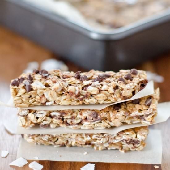Coconut Chocolate Chip Granola Bars
