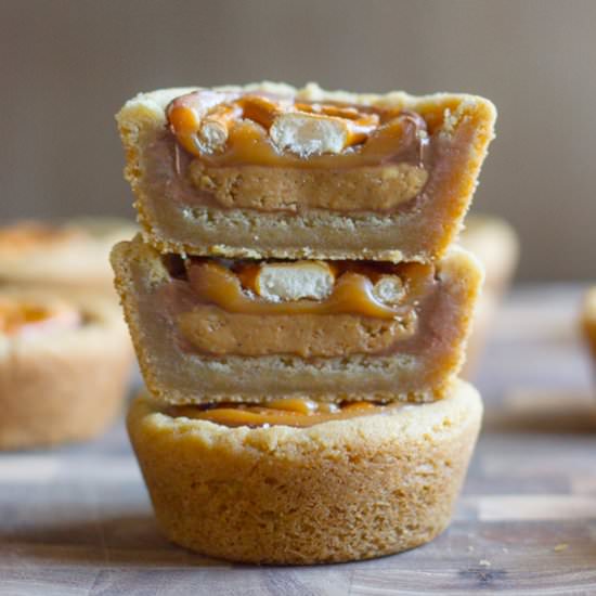 PB Caramel Pretzel Cookie Cups