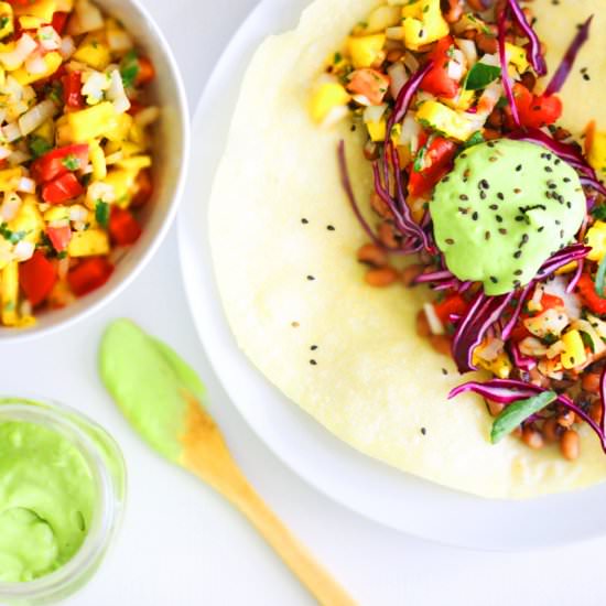 Vegan Miso Mango Soft Tacos