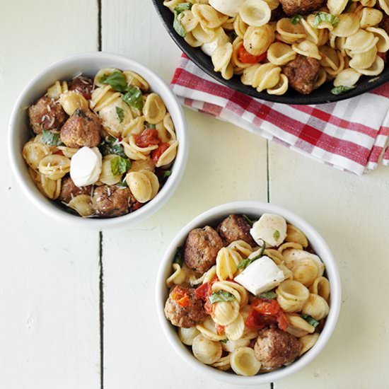 Turkey Meatball Caprese Pasta