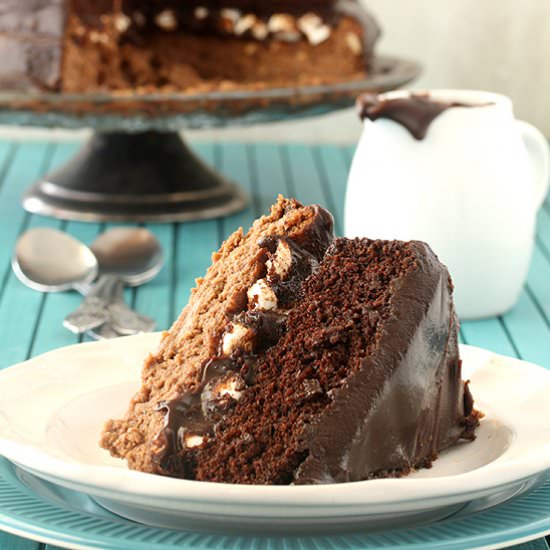 Chocolate Caramel Cheesecake Cake