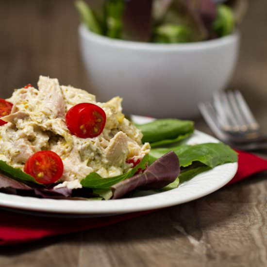 Pesto Chicken Salad {without Mayo}