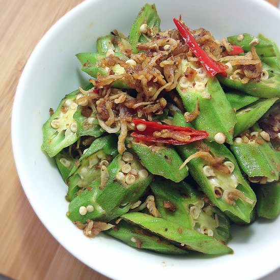 Stir-fry Okra with Prawn