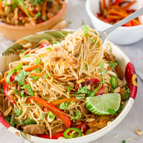 Crockpot Chinese Pork with Noodles