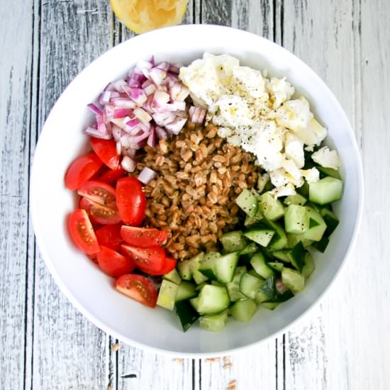 Israeli Salad Farro Bowl