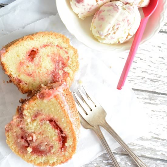 Strawberry Rhubarb Pound Cake