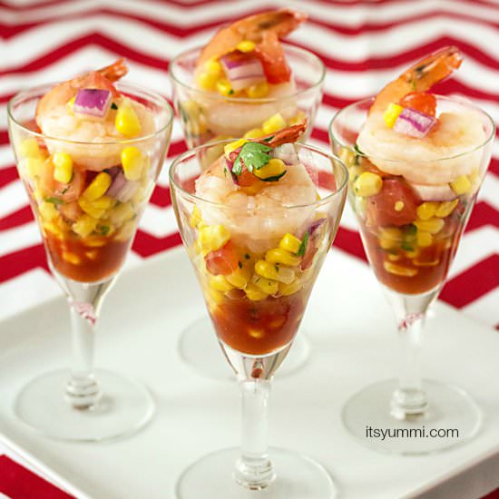 Shrimp and Corn Salsa Shooters
