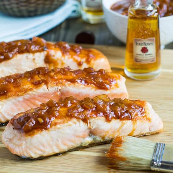 Salmon with Bourbon Peach BBQ Sauce