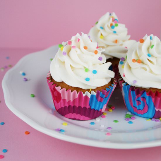 Vanilla Cupcakes with Sprinkles