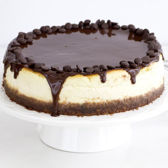 Baked cheesecake with chocolate