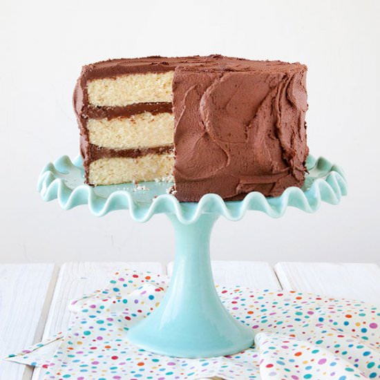 Yellow Cake with Fudge Frosting