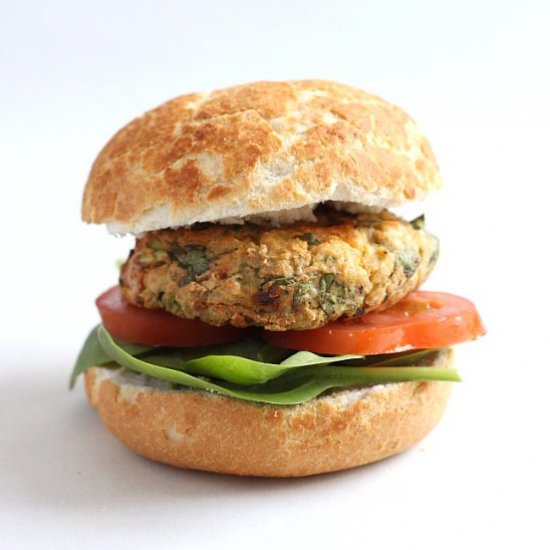 Spinach and feta chickpea burgers