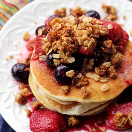 Berry Crisp Lemon Ricotta Pancakes