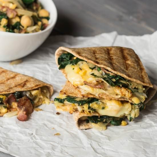Swiss Chard and Bacon Quesadilla