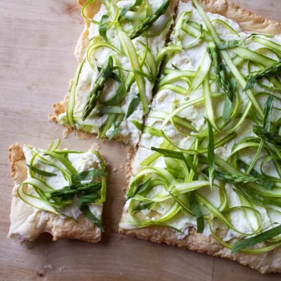 Shaved asparagus tart