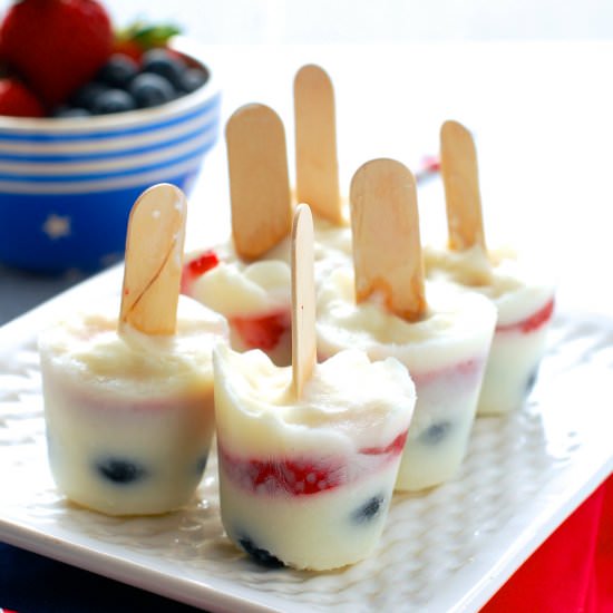 Strawberry Blueberry Yogurt Pops