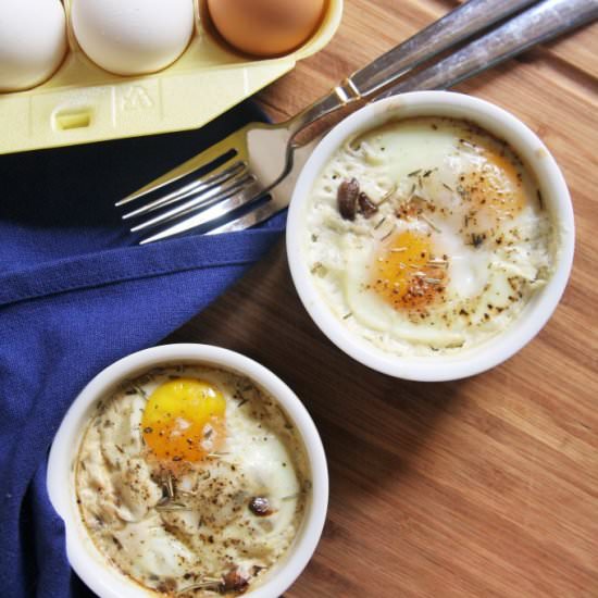 Eggs en Cocette with Mushrooms