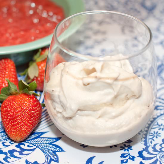 Banana Ice Cream & Strawberry Sauce