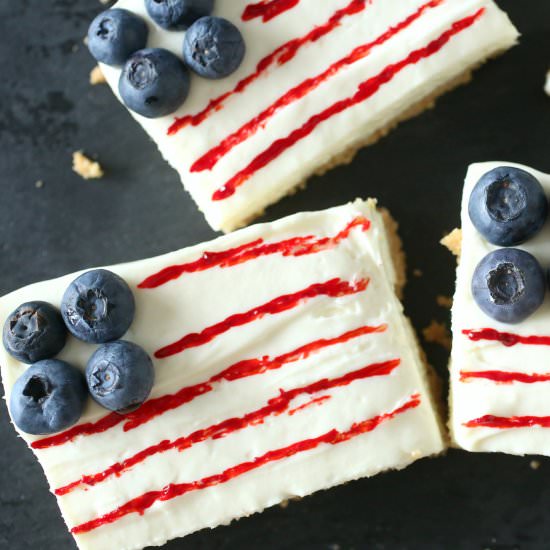 American flag cheesecake bar