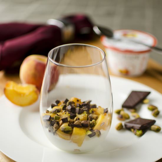 Peach, Pistachio, Chocolate Parfait