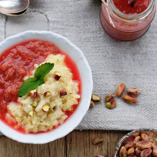 Oriental Rice Pudding with Rhubarb