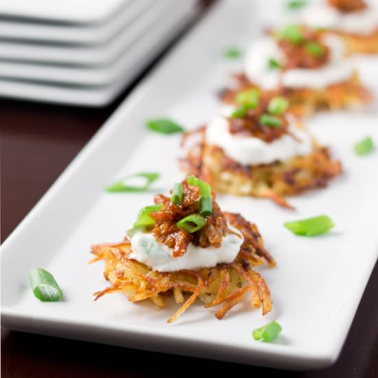 Potato Pancakes with BBQ Pork