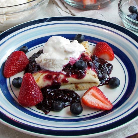 Stuffed Crepes with Berry Sauce
