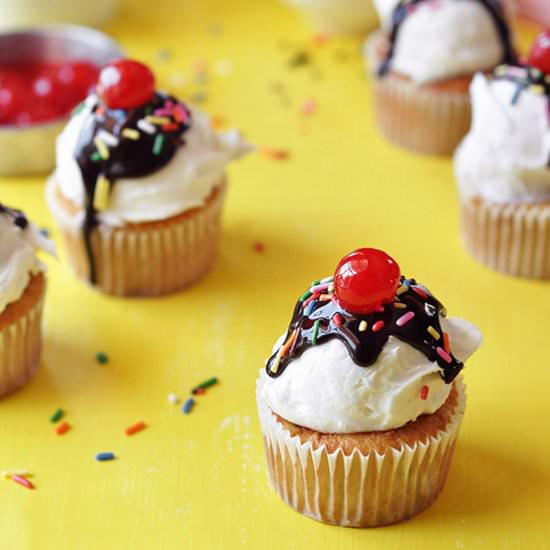 Banana Split Cupcakes