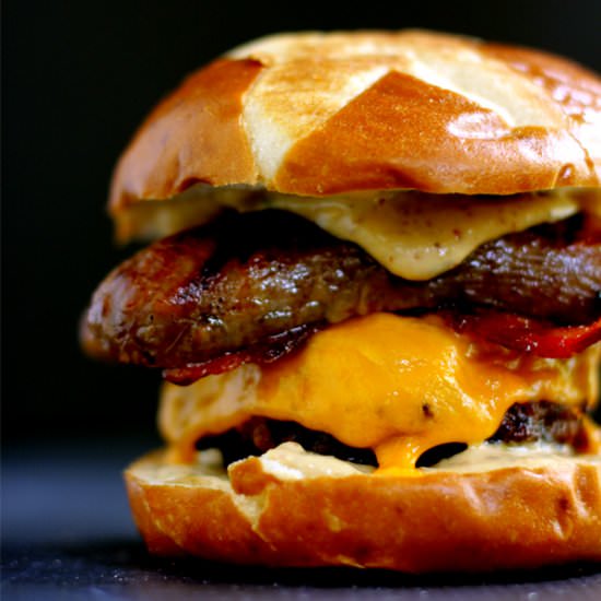 Sweet and Smoky Bacon Brat Burger