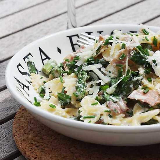 Asparagus Prosciutto Ricotta Pasta