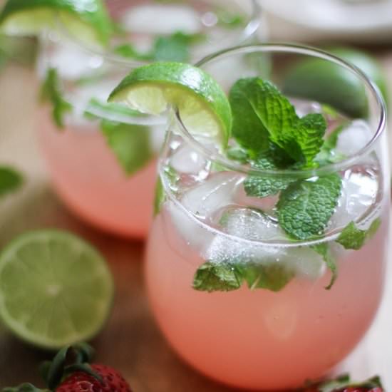 Strawberry Rhubarb Mint Mojitos