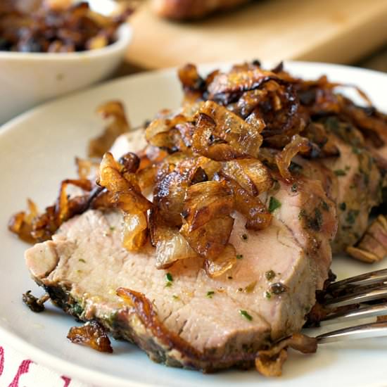 Pork Tenderloin Crisy Shallots