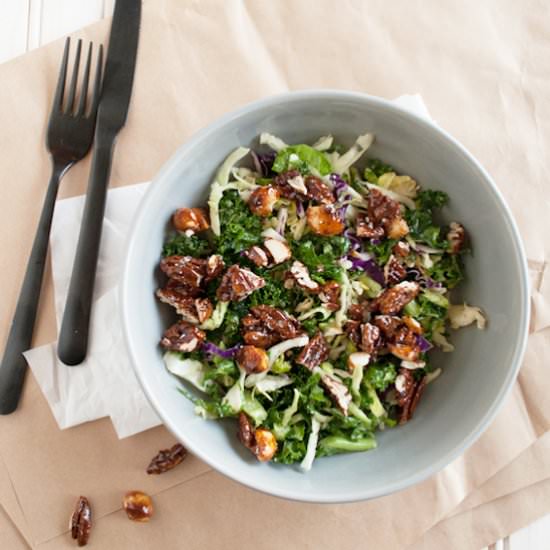 Kale Salad with Spicy Honey Nuts