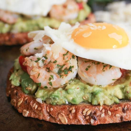 Avocado Toasts w/Garlic Shrimp